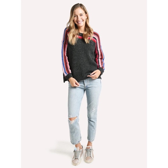 XIRENA Teton Aprés Ski Sweater Alpaca Gray Colorful Stripes Sporty Apres X-Small - Picture 5 of 15